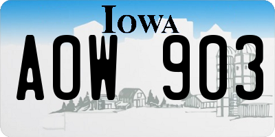 IA license plate AOW903