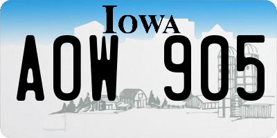 IA license plate AOW905