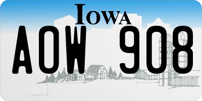 IA license plate AOW908