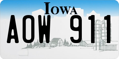 IA license plate AOW911