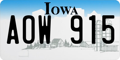 IA license plate AOW915