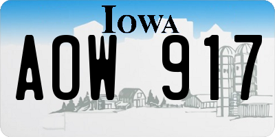 IA license plate AOW917