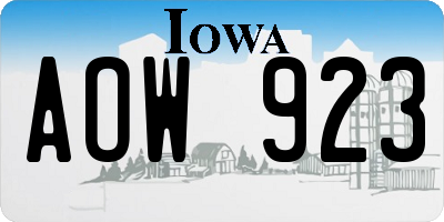 IA license plate AOW923