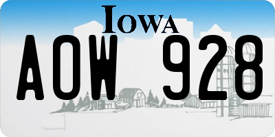 IA license plate AOW928