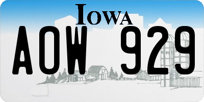 IA license plate AOW929