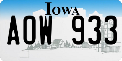 IA license plate AOW933