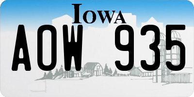IA license plate AOW935