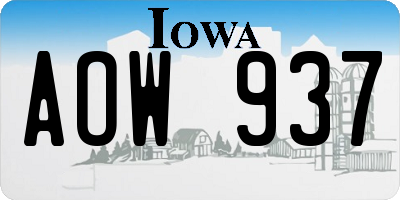 IA license plate AOW937