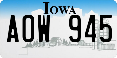 IA license plate AOW945