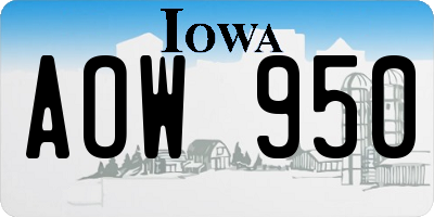 IA license plate AOW950