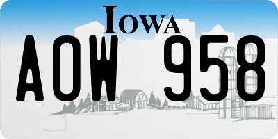 IA license plate AOW958