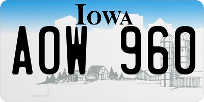 IA license plate AOW960