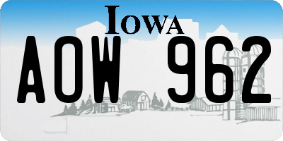 IA license plate AOW962