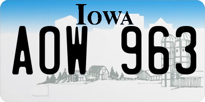 IA license plate AOW963