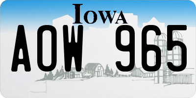 IA license plate AOW965
