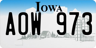 IA license plate AOW973