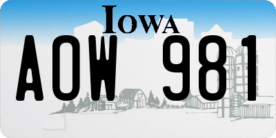 IA license plate AOW981
