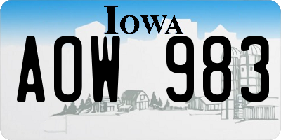 IA license plate AOW983