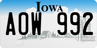 IA license plate AOW992