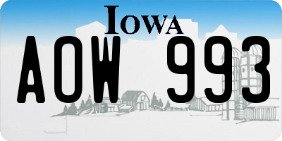 IA license plate AOW993