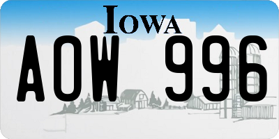 IA license plate AOW996