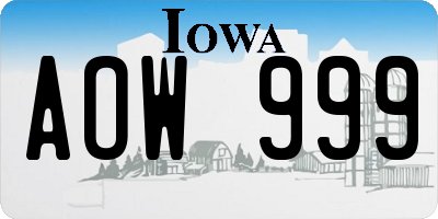 IA license plate AOW999