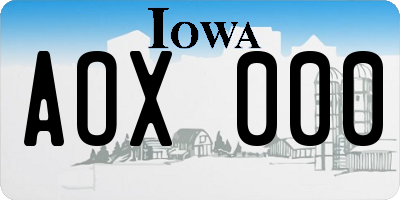 IA license plate AOX000