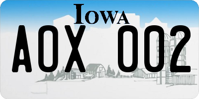 IA license plate AOX002