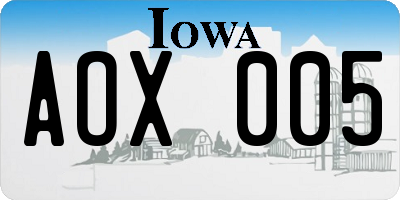IA license plate AOX005