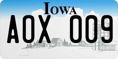IA license plate AOX009