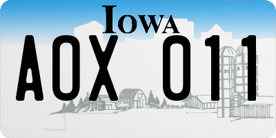 IA license plate AOX011