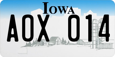 IA license plate AOX014