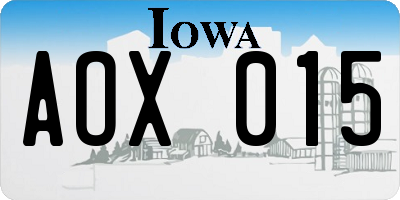 IA license plate AOX015