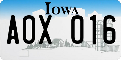 IA license plate AOX016