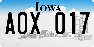 IA license plate AOX017