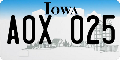 IA license plate AOX025