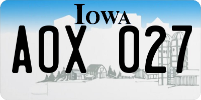 IA license plate AOX027