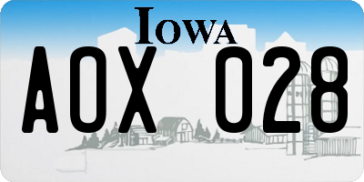 IA license plate AOX028