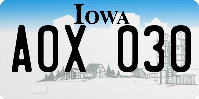 IA license plate AOX030