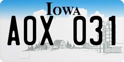 IA license plate AOX031