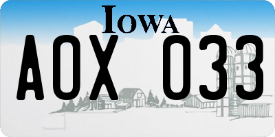 IA license plate AOX033