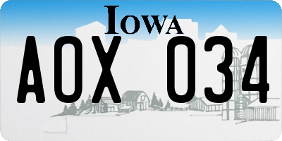 IA license plate AOX034