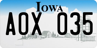 IA license plate AOX035