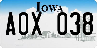 IA license plate AOX038