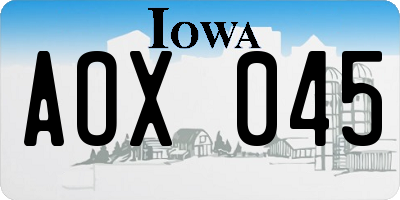 IA license plate AOX045
