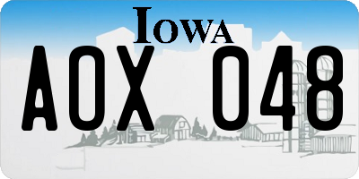 IA license plate AOX048