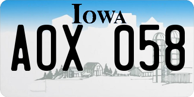 IA license plate AOX058