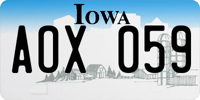 IA license plate AOX059