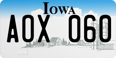 IA license plate AOX060