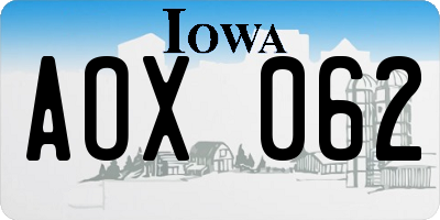 IA license plate AOX062